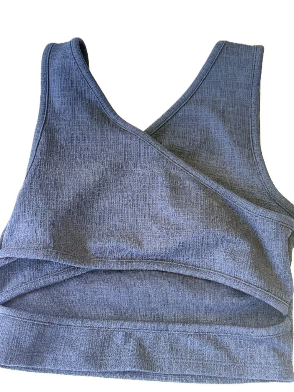 Roxy Blue Textured Crop Tank Open Back Coastal Athleisure Y2K Size S 3900